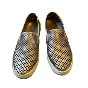 Tory Burch Jesse Gold Metallic Perforated Slip On‎ Flat Loafers Size 6/6.5